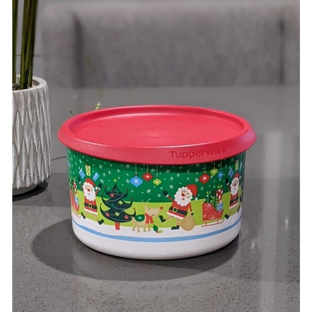 Tupperware Christmas Santa Claus Topper One Touch Canister "C" New